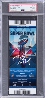 2019 Tom Brady Signed Super Bowl LIII Blue Variation Ticket From 2/3/19 - Bradys 6th Super Bowl Title! (TriStar Sticker, PSA NM-MT 8 & PSA/DNA MINT 9)